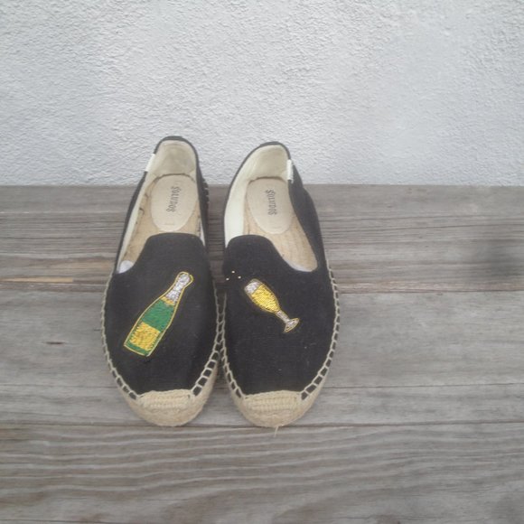 Soludos Espadrilles Black Smoking Champagne cheers smoking slipper” 7.5 #0024 - Picture 2 of 6